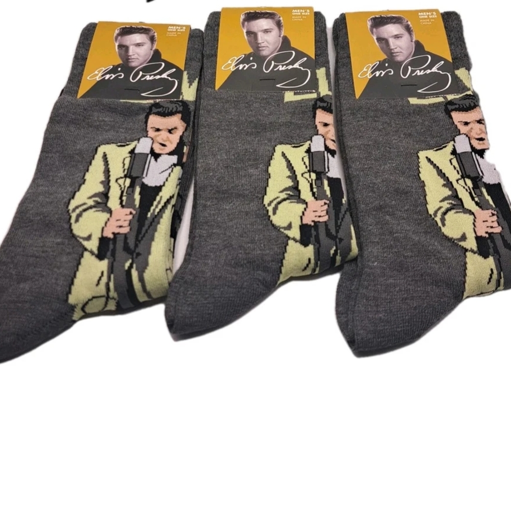 Source Unknown Gray Elvis Presley Socks